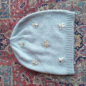 Betsey Johnson Gray Crystal Gem Beanie